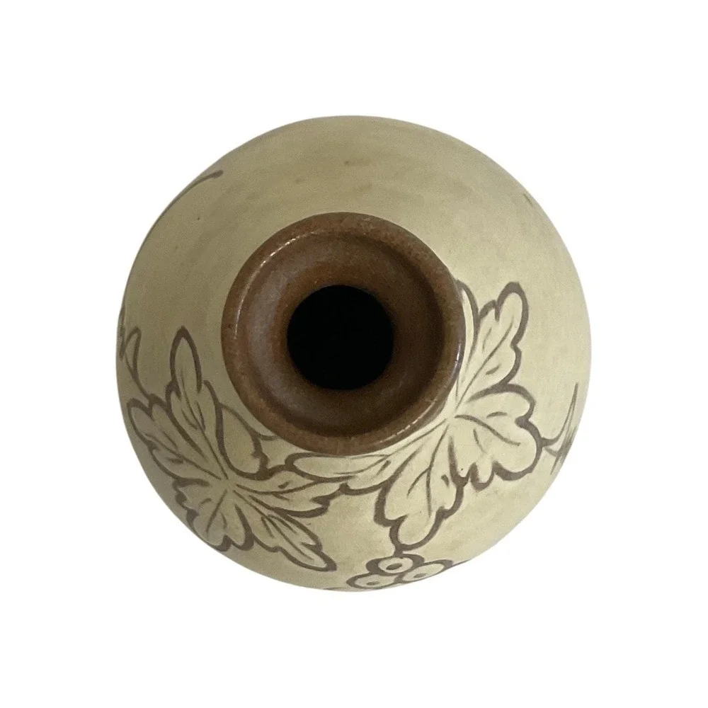 Vintage H.Y. Korea Studio Pottery Grape Vine Bud Vase 4.5 inch